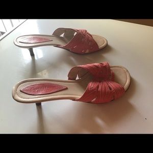 Cole Haan heeled salmon color slide sandals size 7 pre owned